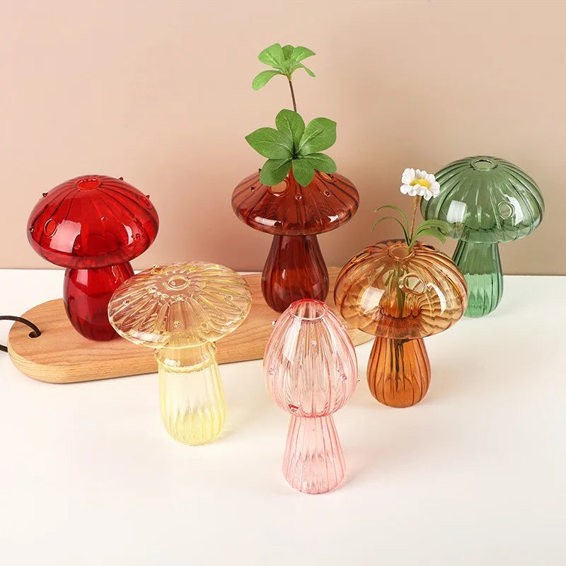 Mushroom Shaped Glass Vase - Vibrant