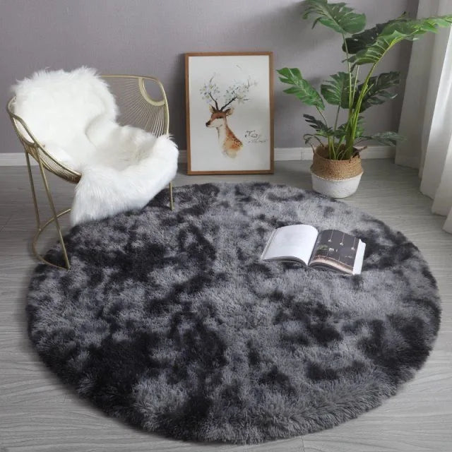 NATURAL KISS White Plush Round Rug