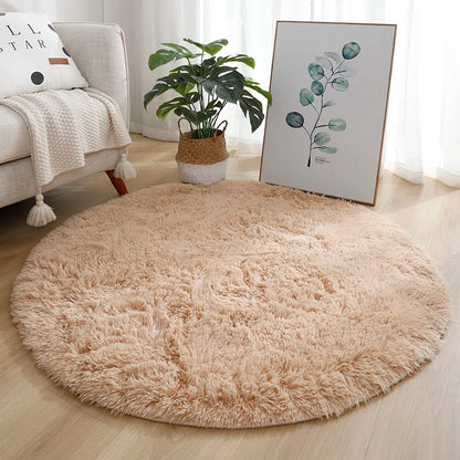 NATURAL KISS White Plush Round Rug