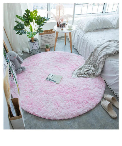 NATURAL KISS White Plush Round Rug