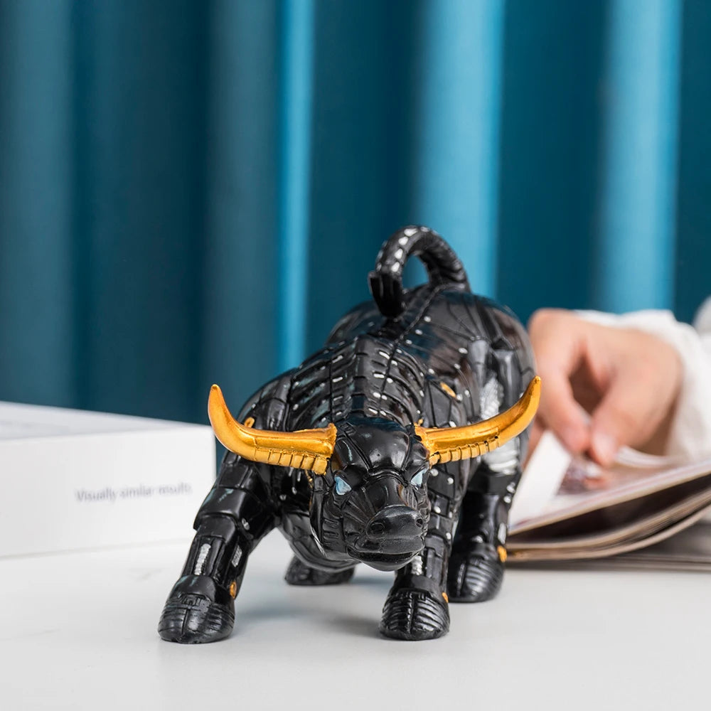 NORTHEUINS Resin Bull Statue Decor