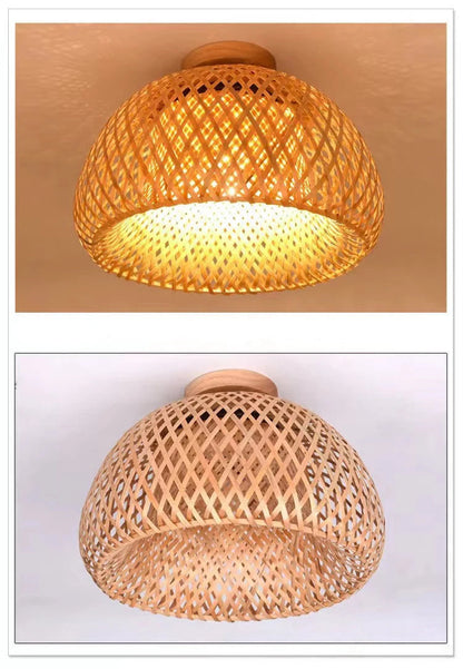 Natural Bamboo Hand-Knitted Ceiling Light