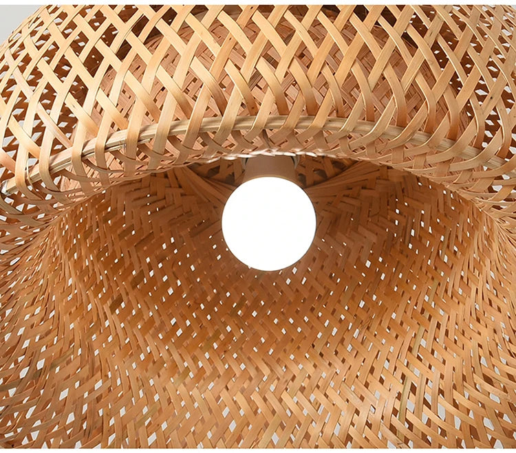 Natural Bamboo Hand-Knitted Ceiling Light