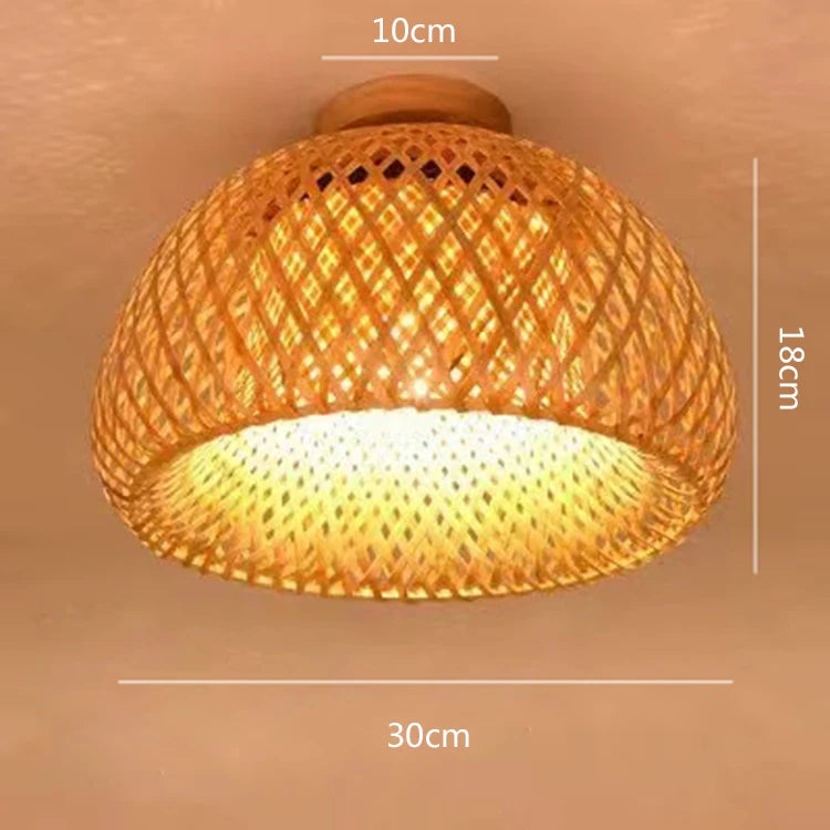 Natural Bamboo Hand-Knitted Ceiling Light