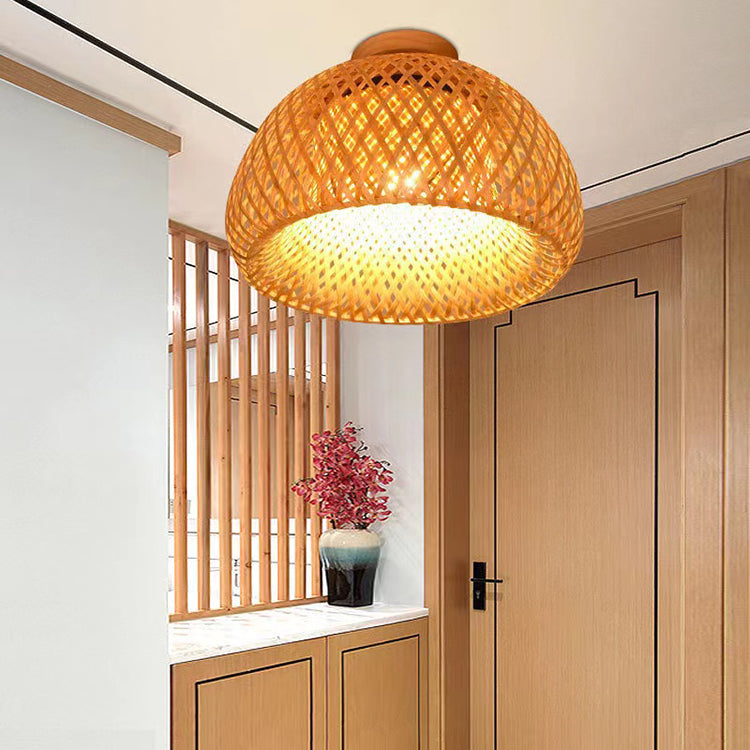 Natural Bamboo Hand-Knitted Ceiling Light