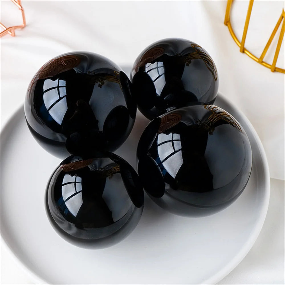 Natural Black Obsidian Sphere Décor