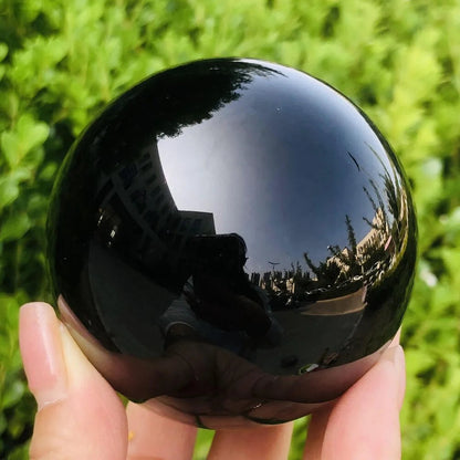 Natural Black Obsidian Sphere Décor