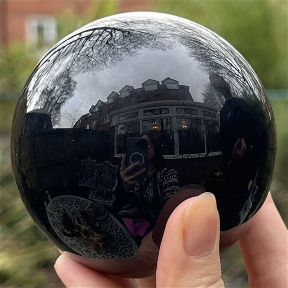 Natural Black Obsidian Sphere Décor