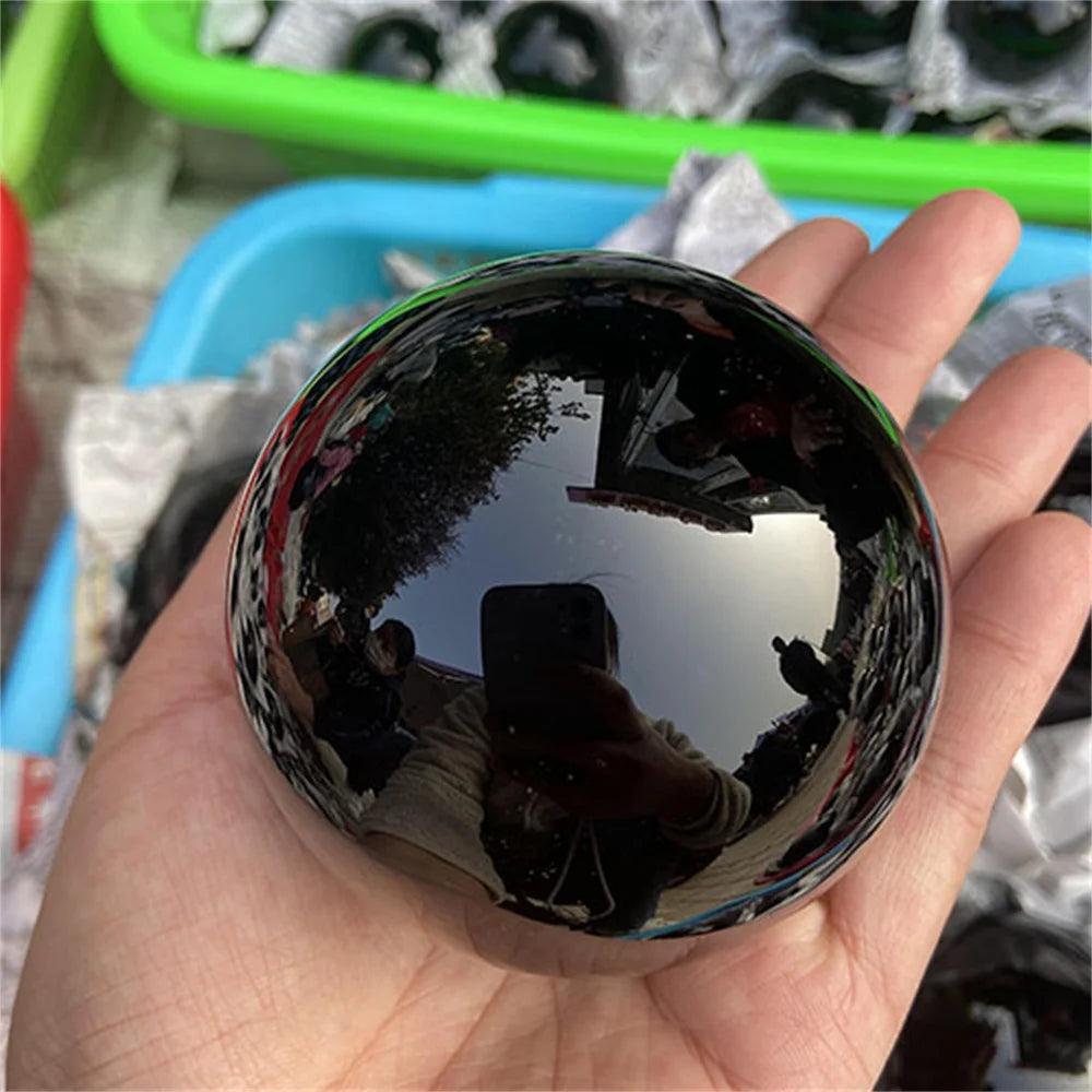 Natural Black Obsidian Sphere Décor