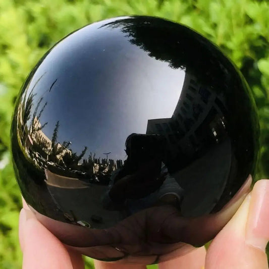 Natural Black Obsidian Sphere Décor