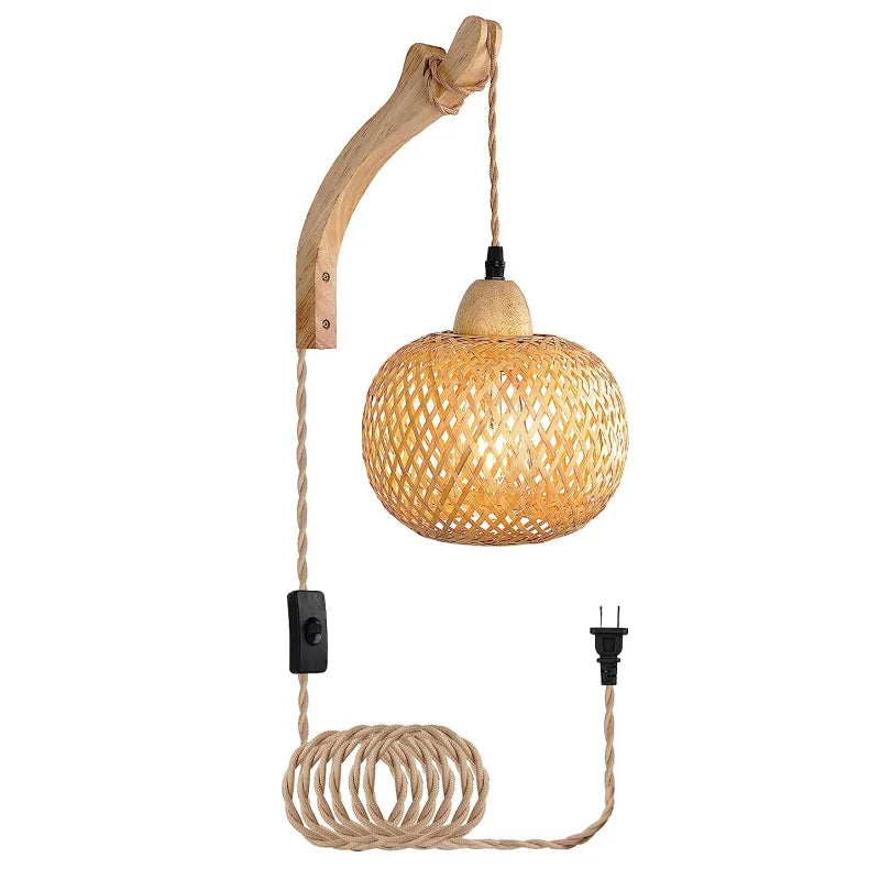 Natural Rattan Bamboo Wall Lamp