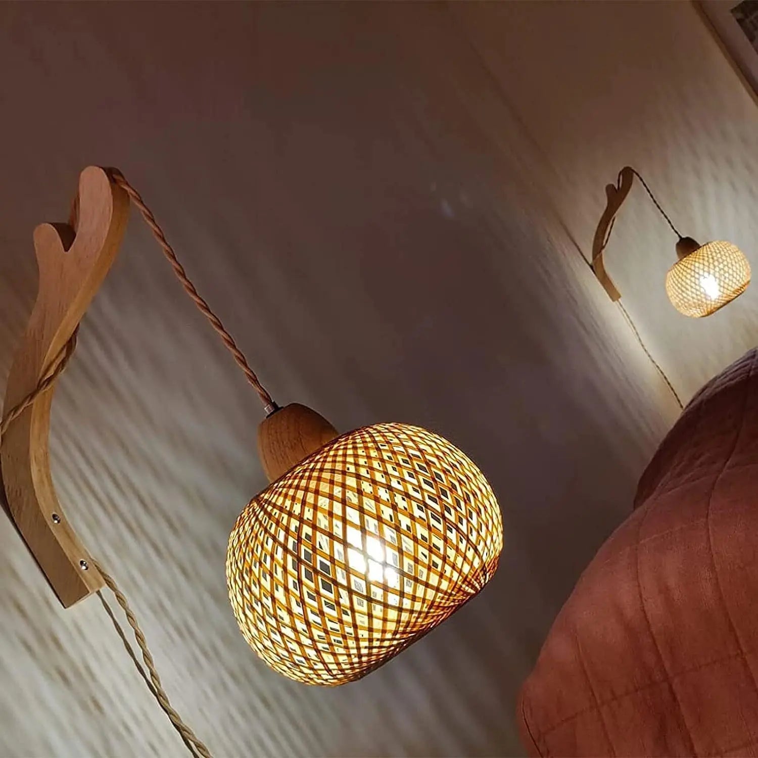 Natural Rattan Bamboo Wall Lamp