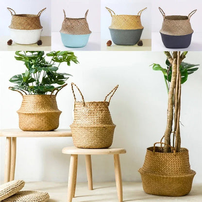 Natural Straw Woven Flower Pot