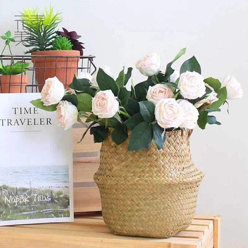 Natural Straw Woven Flower Pot