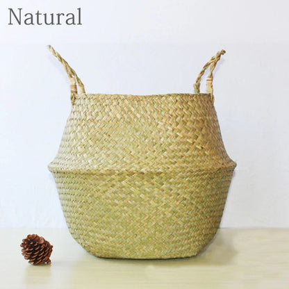 Natural Straw Woven Flower Pot