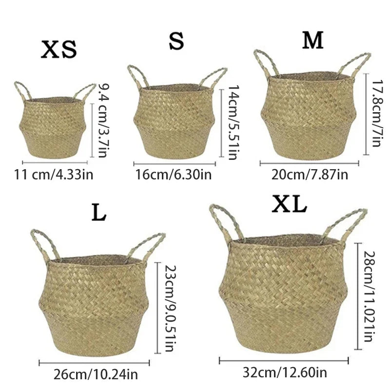 Natural Straw Woven Flower Pot