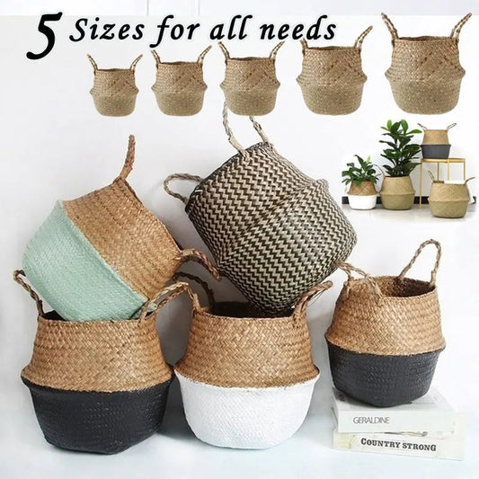 Natural Straw Woven Flower Pot