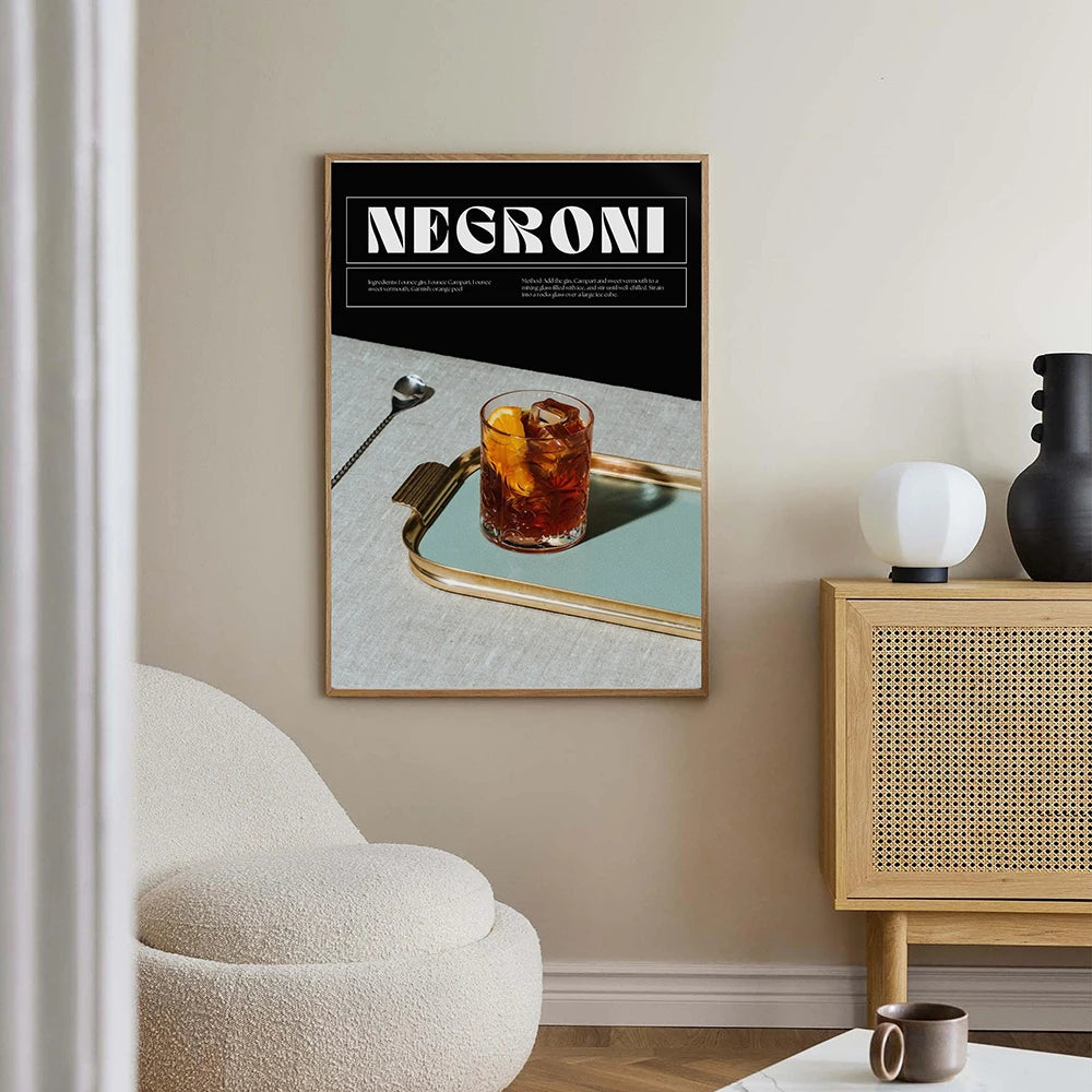 Negroni Cocktail Retro Canvas Print