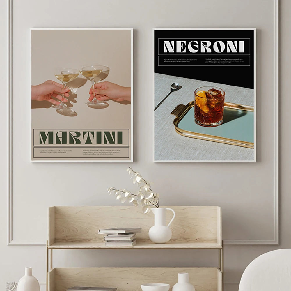 Negroni Cocktail Retro Canvas Print