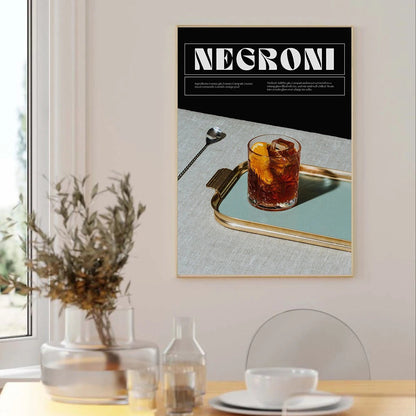 Negroni Cocktail Retro Canvas Print