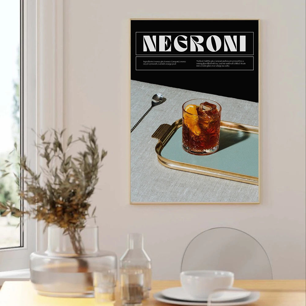 Negroni Cocktail Retro Canvas Print