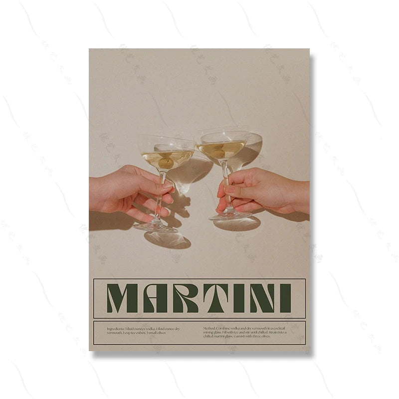 Negroni Cocktail Retro Canvas Print