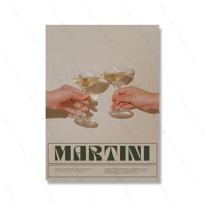 Negroni Cocktail Retro Canvas Print