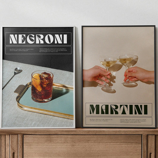 Negroni Cocktail Retro Canvas Print