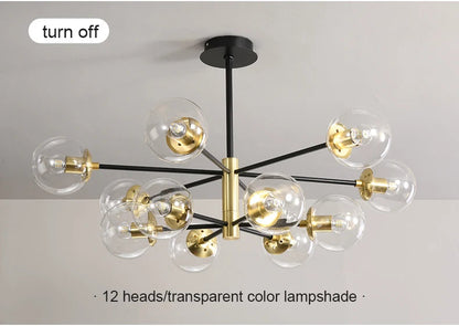 Nordic Black Glass Ball Chandelier