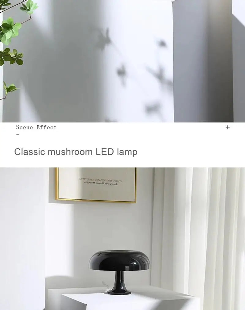 Nordic Black LED Mushroom Lamp