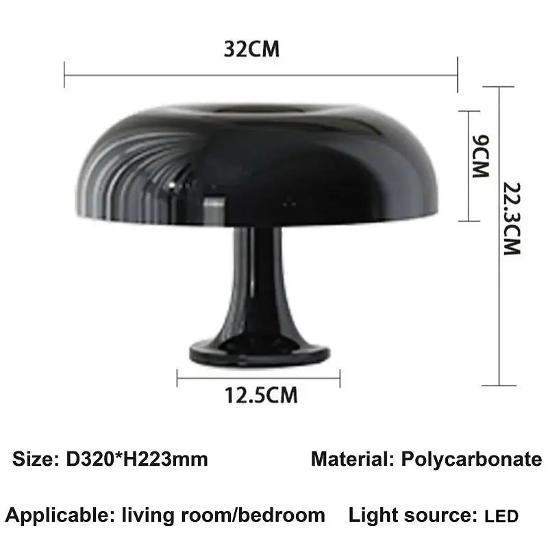 Nordic Black LED Mushroom Lamp