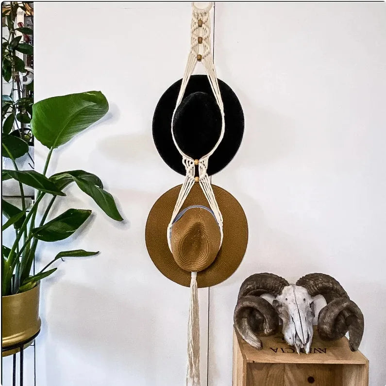 Nordic Boho Cotton Rope Hat Rack