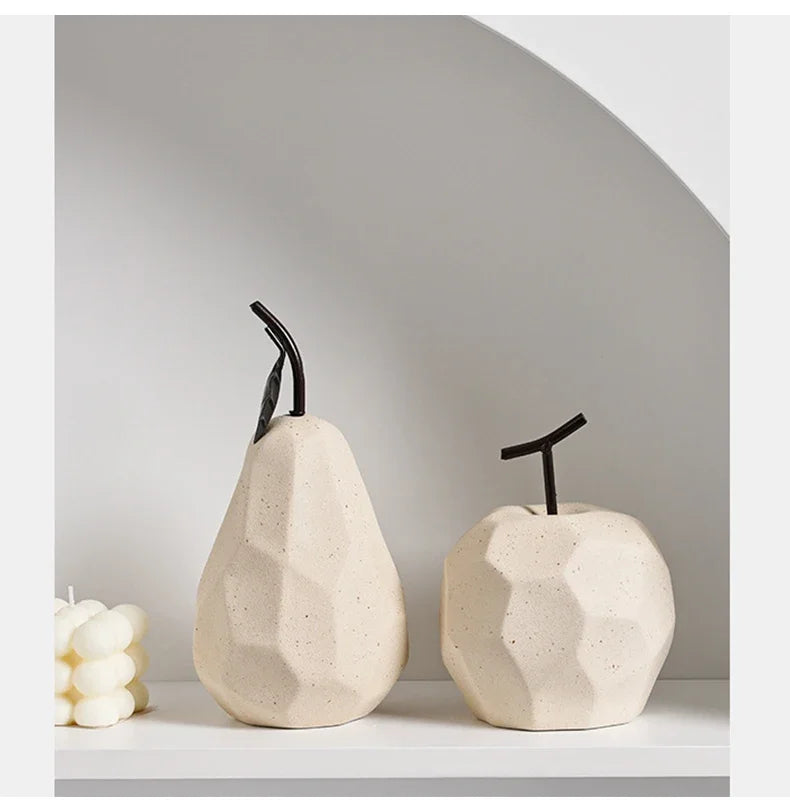 Nordic Ceramic Apple and Pear Sculpture