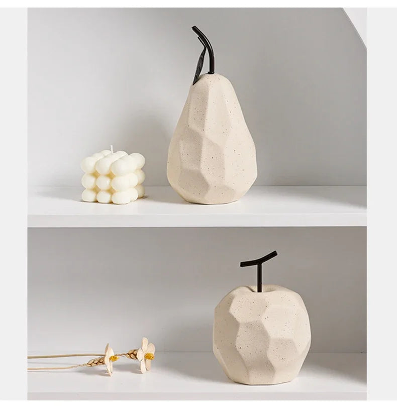 Nordic Ceramic Apple and Pear Sculpture