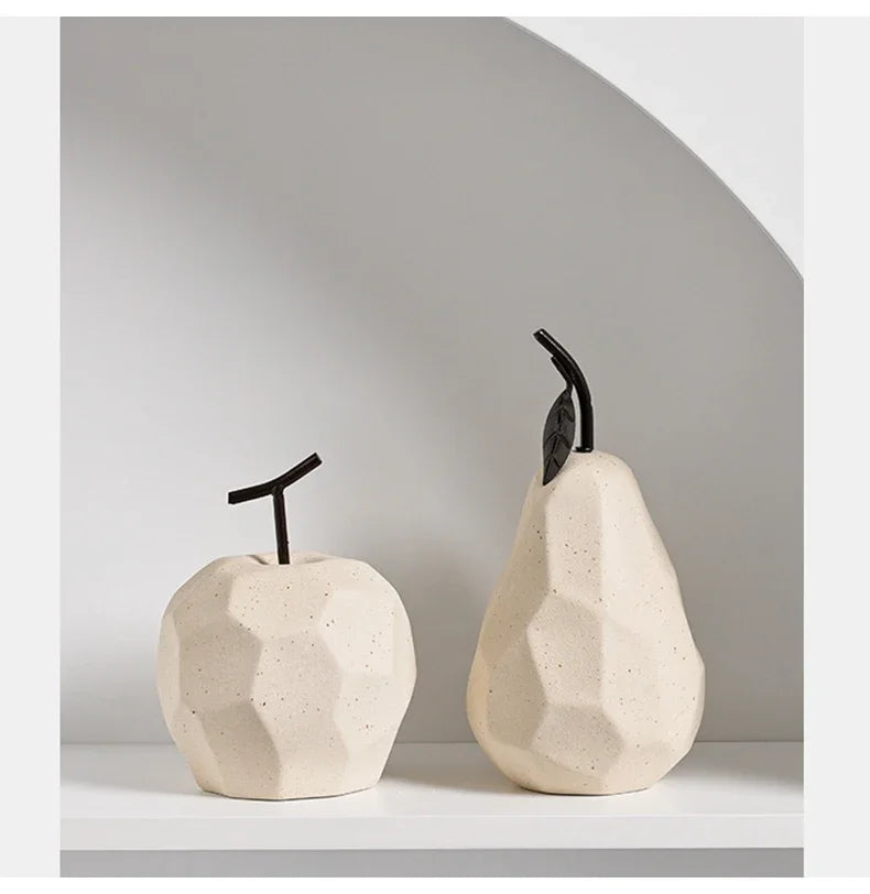 Nordic Ceramic Apple and Pear Sculpture