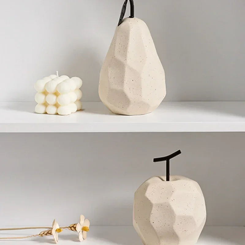 Nordic Ceramic Apple and Pear Sculpture