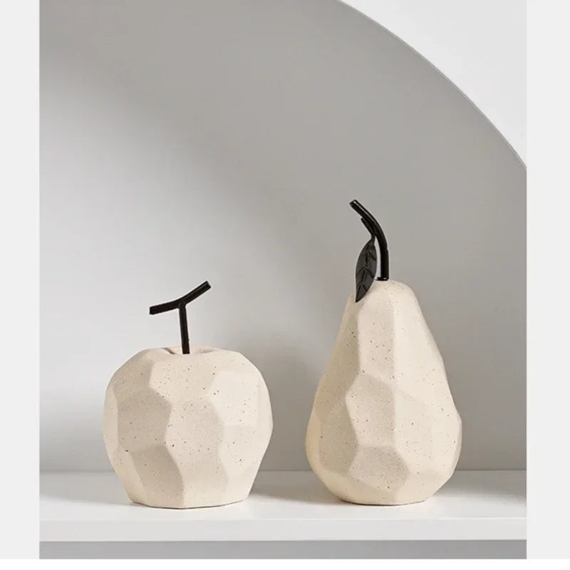 Nordic Ceramic Apple and Pear Sculpture