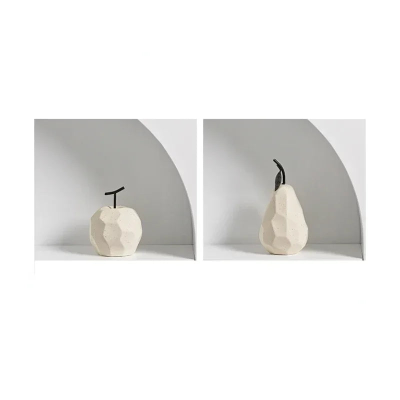 Nordic Ceramic Apple and Pear Sculpture