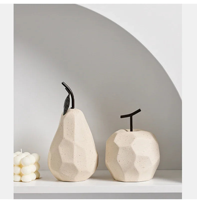 Nordic Ceramic Apple and Pear Sculpture