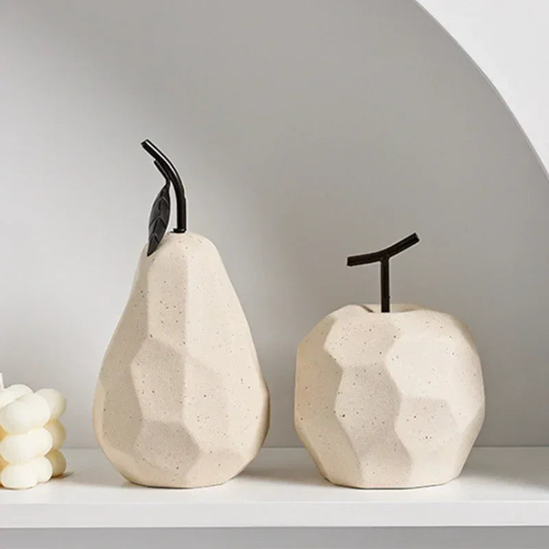 Nordic Ceramic Apple and Pear Sculpture