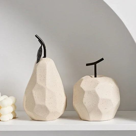 Nordic Ceramic Apple and Pear Sculpture