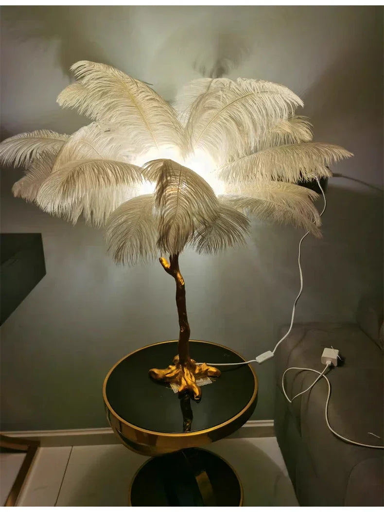 Nordic Copper Ostrich Feather Lamp