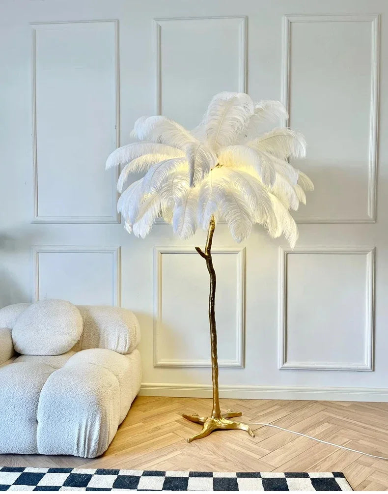 Nordic Copper Ostrich Feather Lamp