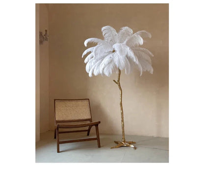 Nordic Copper Ostrich Feather Lamp