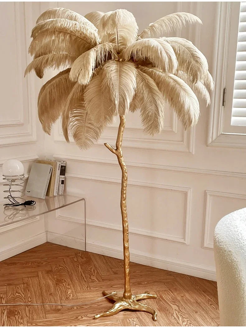 Nordic Copper Ostrich Feather Lamp