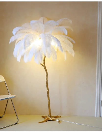 Nordic Copper Ostrich Feather Lamp