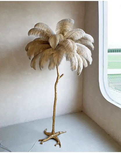 Nordic Copper Ostrich Feather Lamp