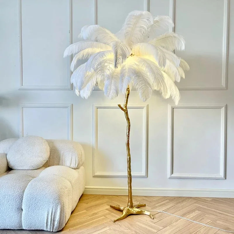 Nordic Copper Ostrich Feather Lamp