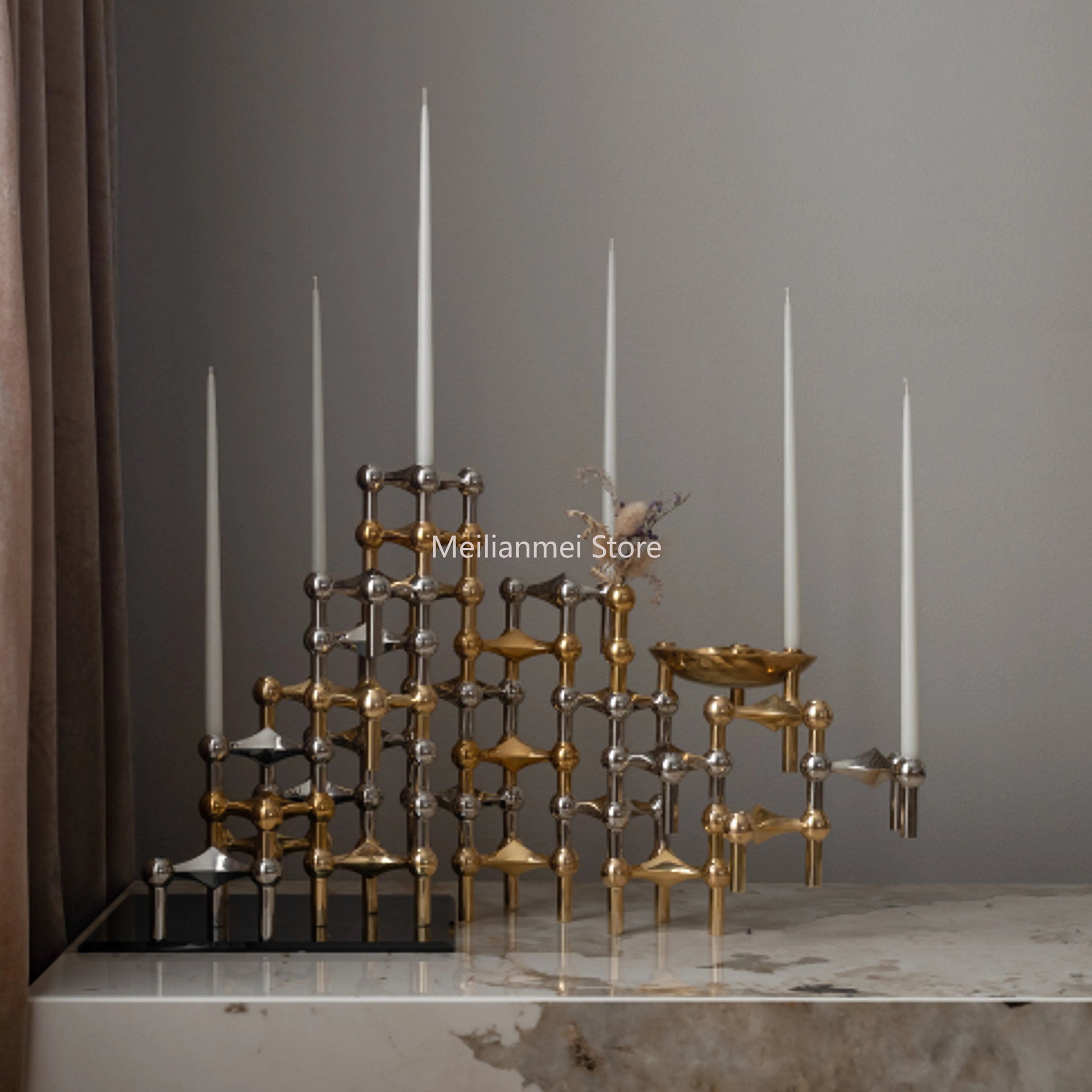 Nordic Gold Metal Candle Holder