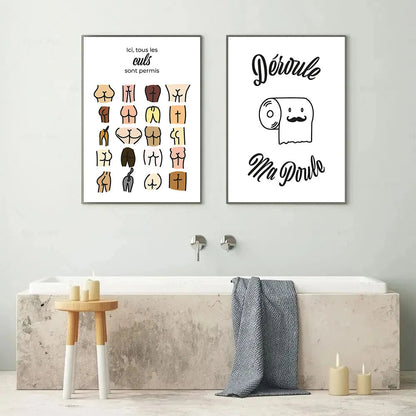 Nordic Humorous Bathroom Canvas Art